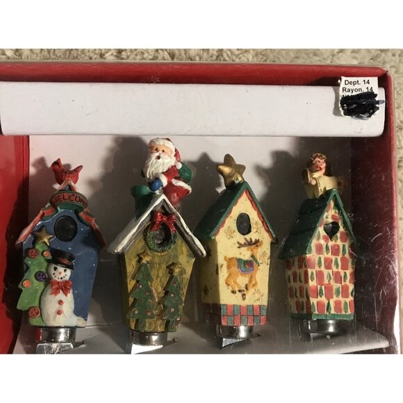 4 Holiday Birdhouse Xmas Themed Stainless Steel Spreader Knives Dept 14 Rayon - Picture 2 of 5